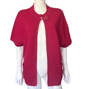 COLDWATER CREEK Cardigan Womens S Pink Knit Short Sleeve Button Front